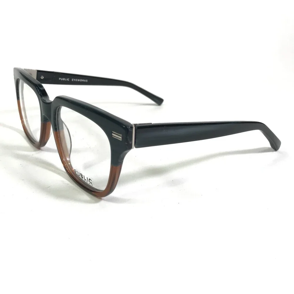 Public Eyeworks Eyeglasses Frames CAMDEN-C01 Brown Blue Thick Rim 52-19-140